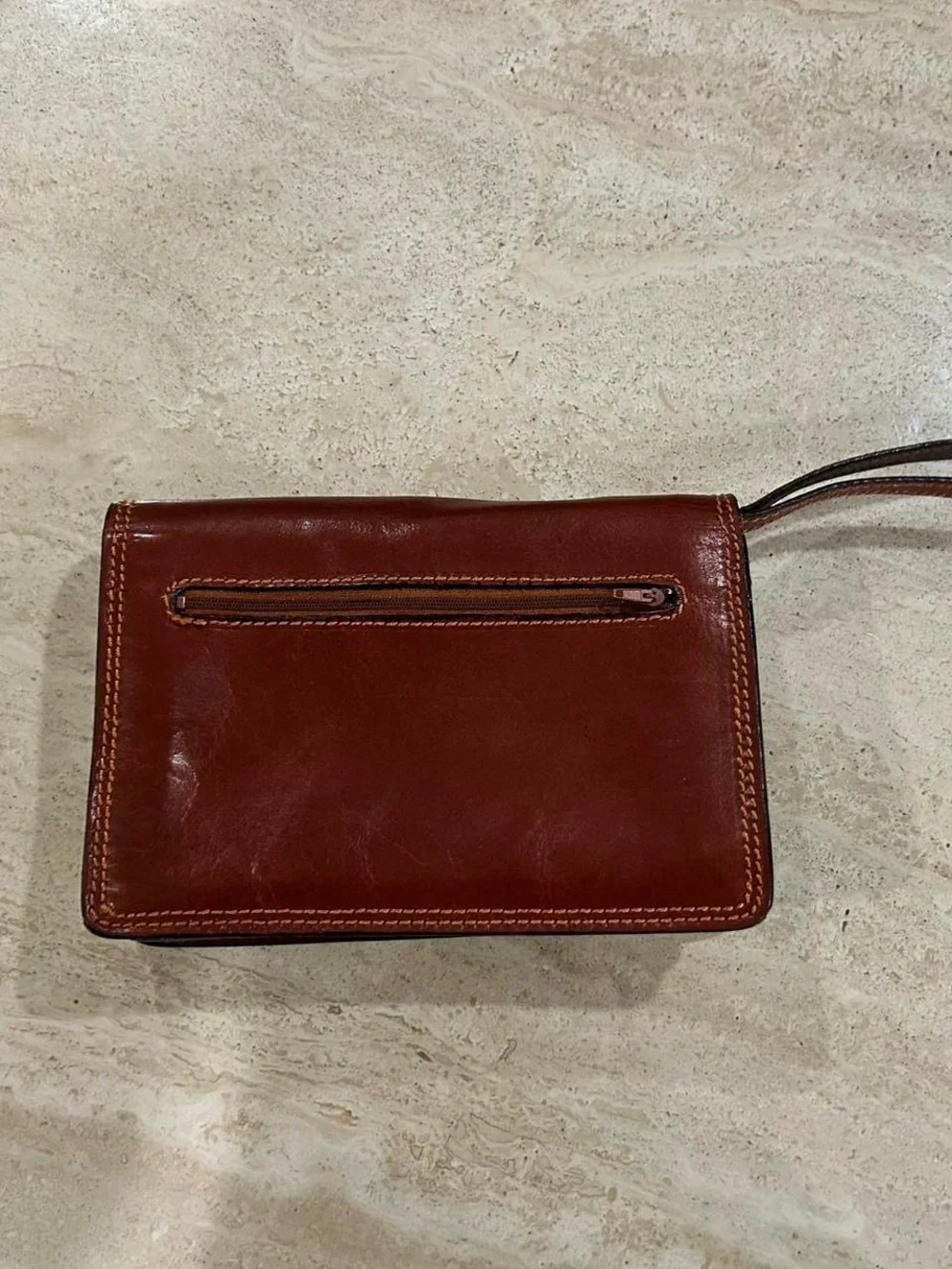 Large Brown Leather Clutch Bag
